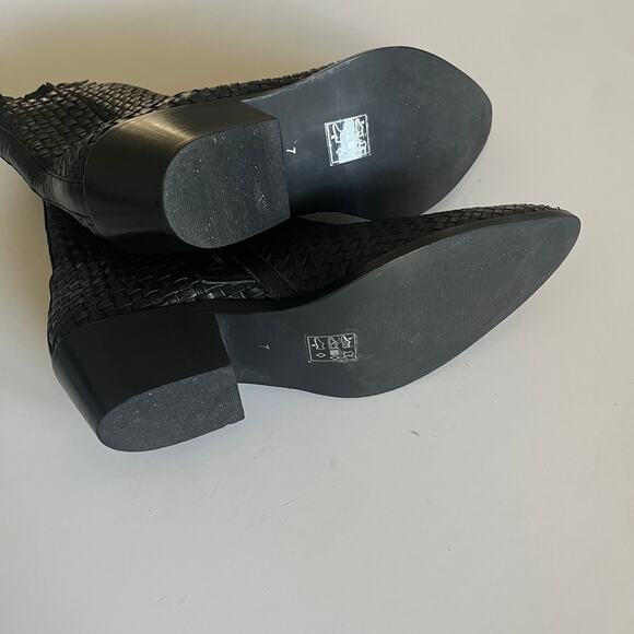 ASOS 'Austin' Women's UK 7/ US 9 Basketweave Ankle Boot Black Leather - Picture 10 of 10